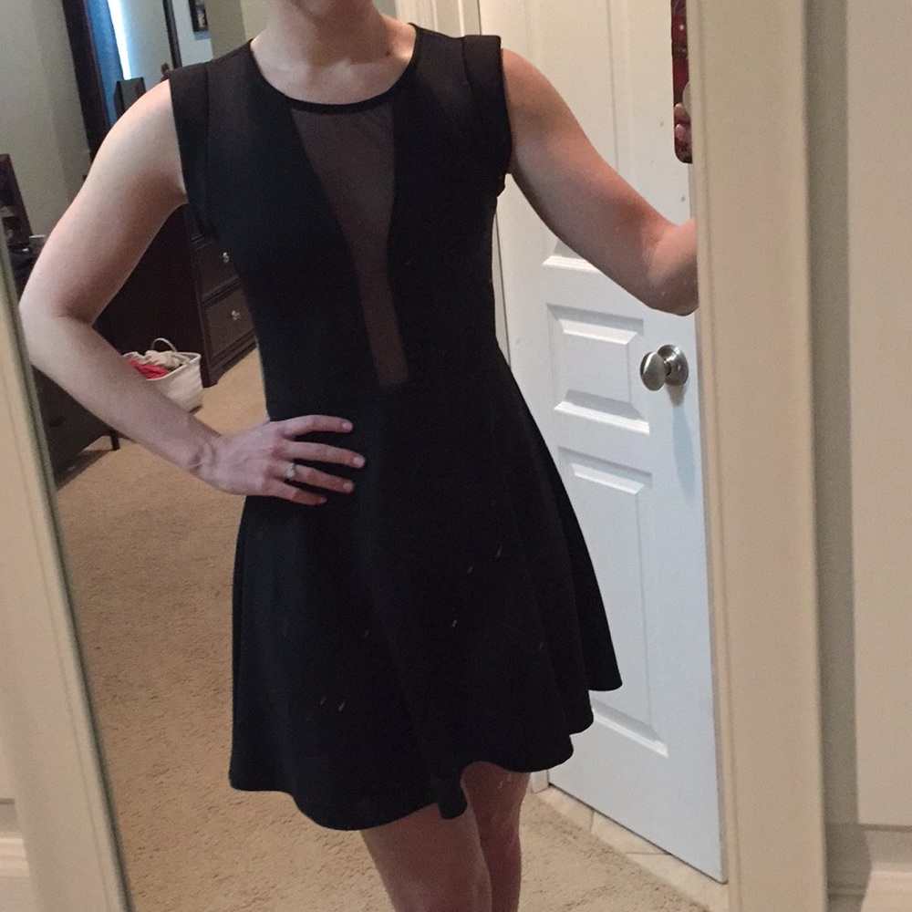 Black Mesh-Back Cut-Out Cocktail Dress